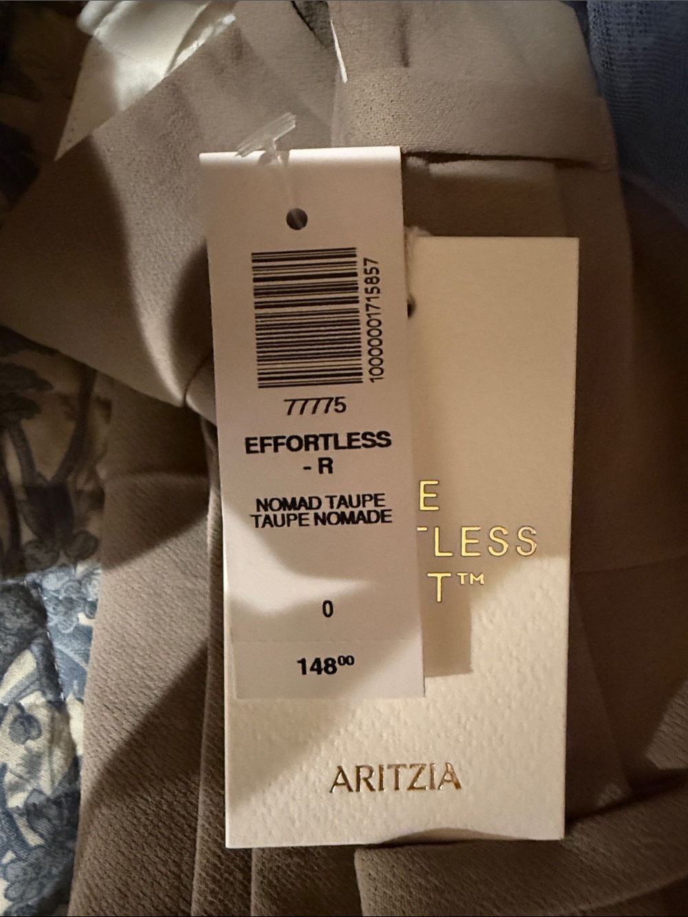 NWT Aritzia Effortless Pant, Size 0 in Nomad Taupe - Picture 7 of 7